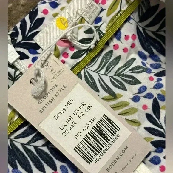 Boden Black and Yellow Square Neck Puff Sleeve Midi Sundress - Picture 5 of 5